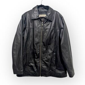 M. Julian Wilsons Black Leather Jacket Zip Front – Size Large